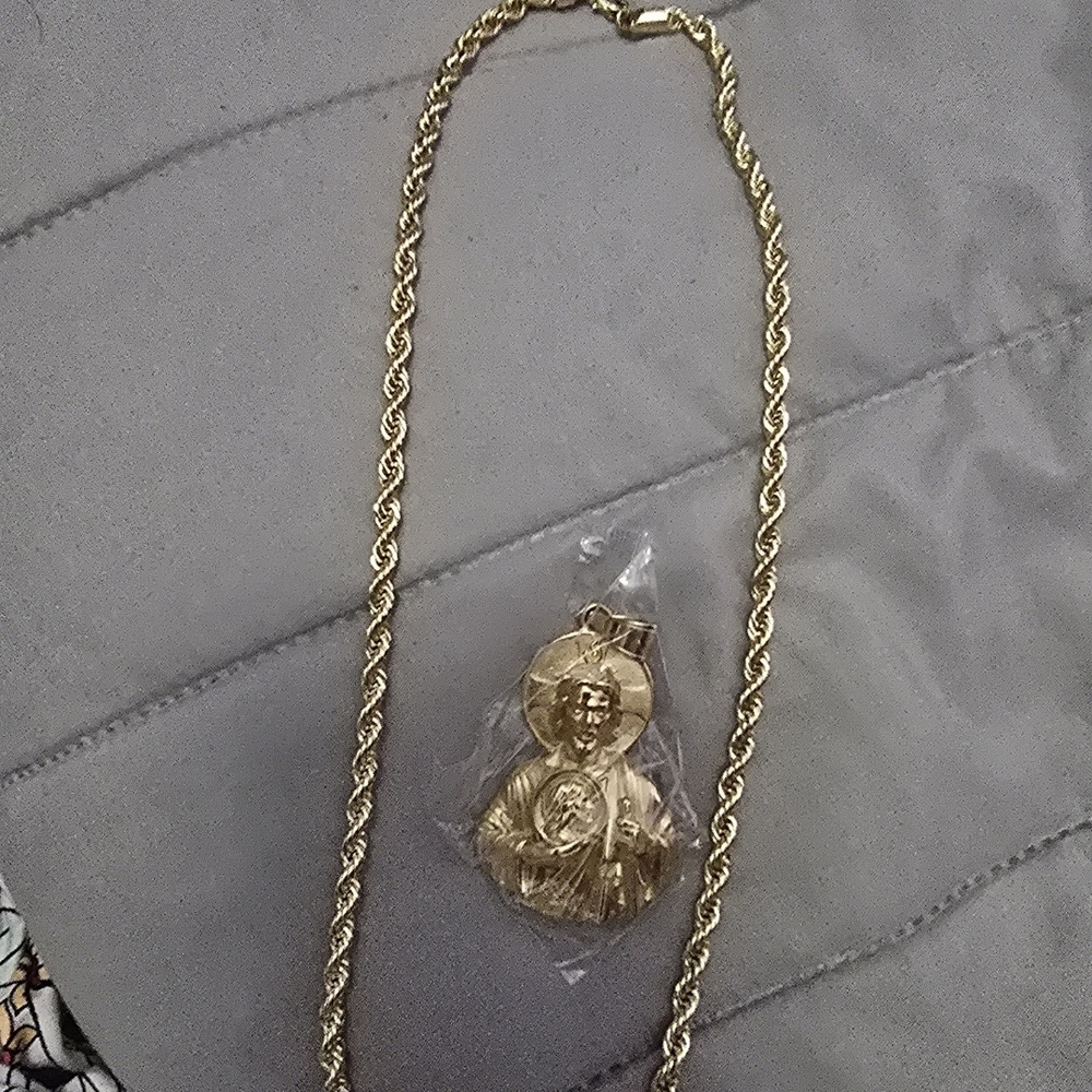 Gold Saint Pendant Necklace